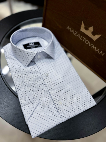 Рубашка Mazaltovman Белая в крапинку приталенная